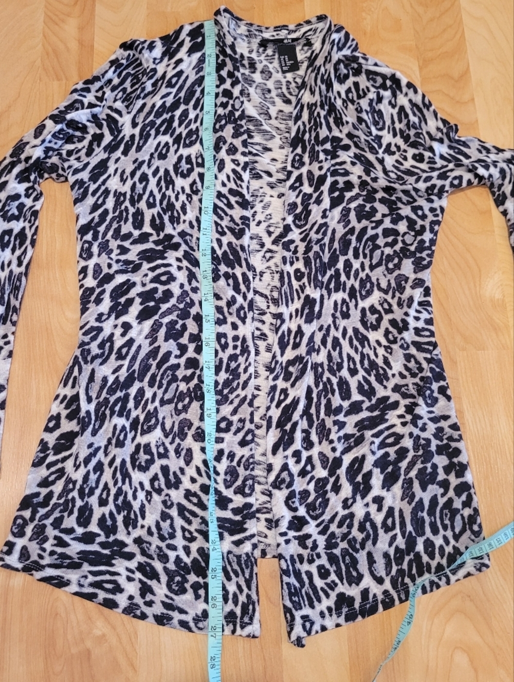 H&M Black and White Leopard Print Open Front Cardigan Size XS Career Work Attire - Picture 8 of 9
